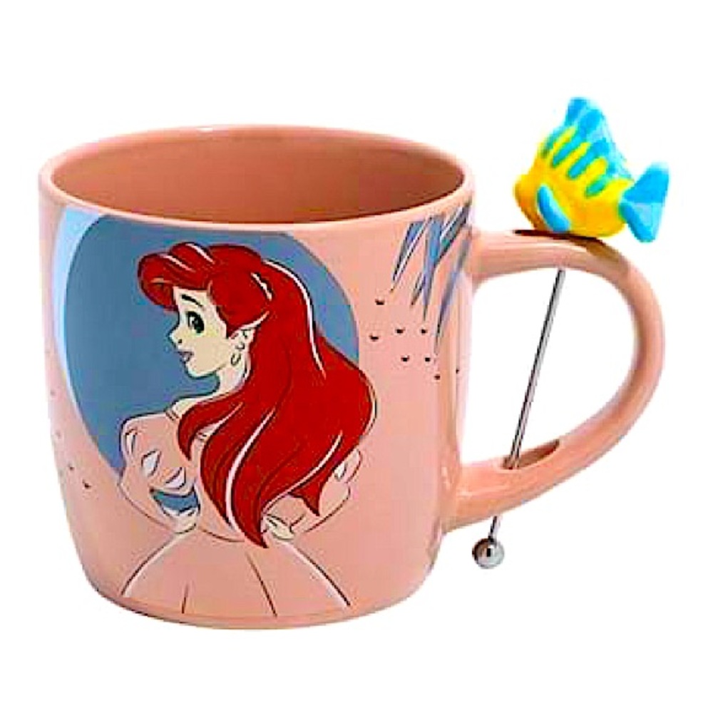 Disney The Little Mermaid Ariel & Flounder Classic Stirrer Mug. 16 ounces.